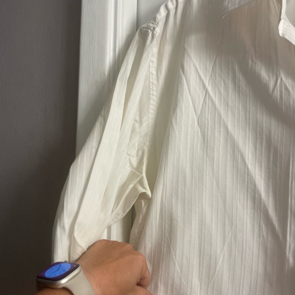 Perry Ellis White On White Textured Pinstripe Long sleeve button down -Size L - Picture 5 of 9